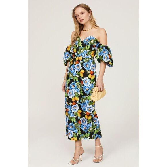BORGO DE NOR Dresses & Skirts - BORGO DE NOR Tati Off Shoulder Peonia Black Cotton Dress